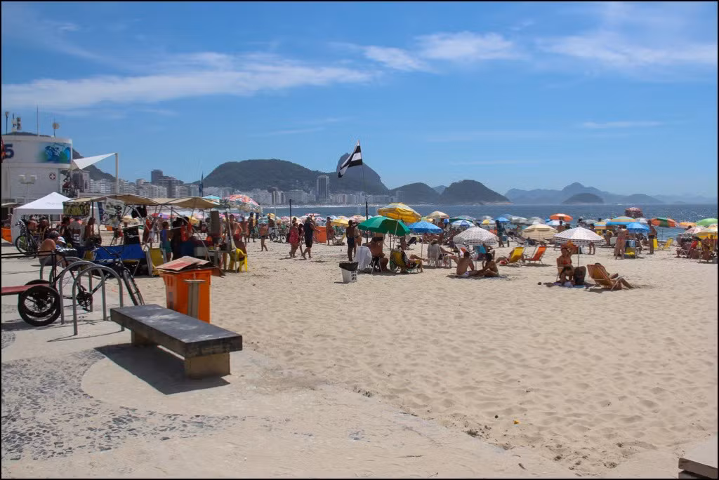 CopaCabana Beach is located in a scenic area of Rio de Janeiro