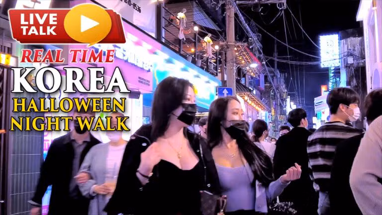 Burning Halloween Festival Korea 2022 - Night Walking Tour in SEOUL - Tourist spot Korea Travel Live